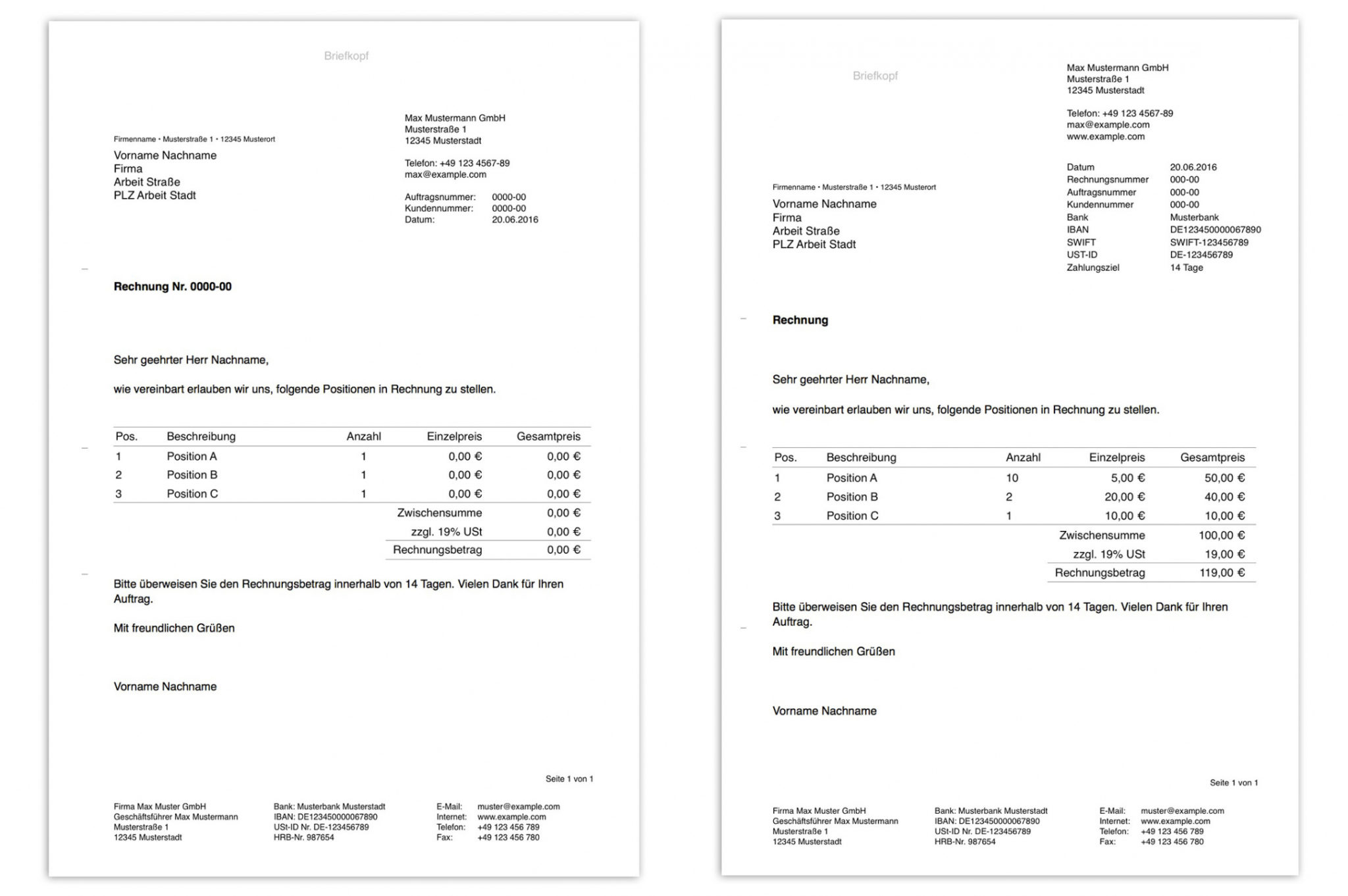 Bearbeitbar Von Pages Vorlage Rechnung Numbersvorlagende Rechnung Din