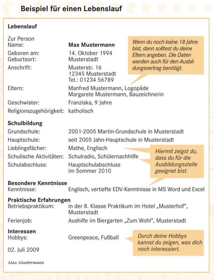 Eine Probe von 16+ Lebenslauf Max Mustermann Iaaparlington ...