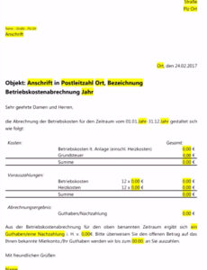 das beispiel von ferdinandarmon vorlage nebenkostenabrechnung word  fuhrparkverwaltung vereinbarung ratenzahlung kaution vorlage pdf