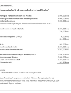 druckbar von elternunterhalt » unterhalt für eltern zahlen? private vereinbarung kindesunterhalt vorlage